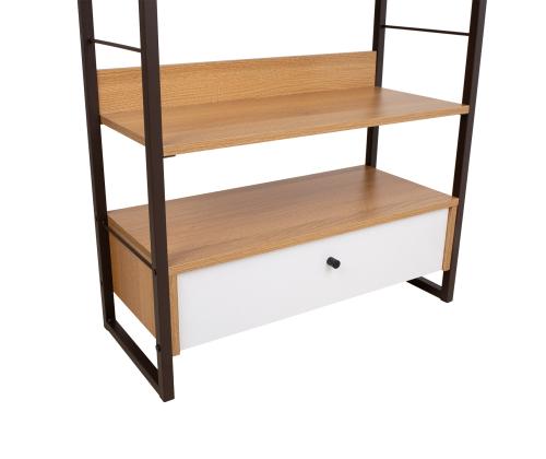 Riiul STUDY 70x30xH124,5cm, tamm/valge