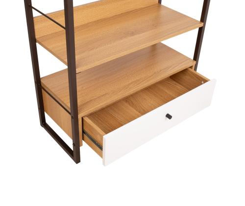 Riiul STUDY 70x30xH124,5cm, tamm/valge