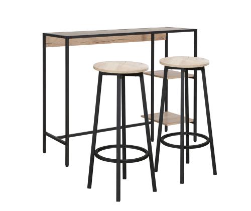 Baarikomplekt HEDVIG laud ja 2 baaripukki, saar/must