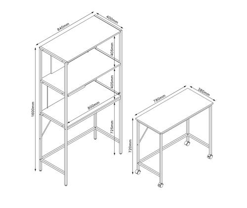 Töölaud LESTER 84x40xH160cm