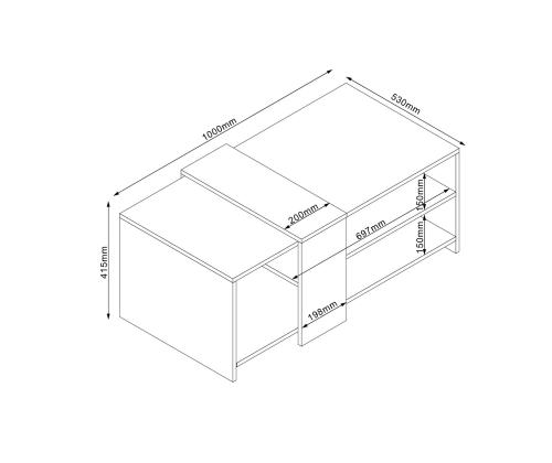 Diivanilaud HANNES 100x53x41,5cm, rustik / valge melamiin