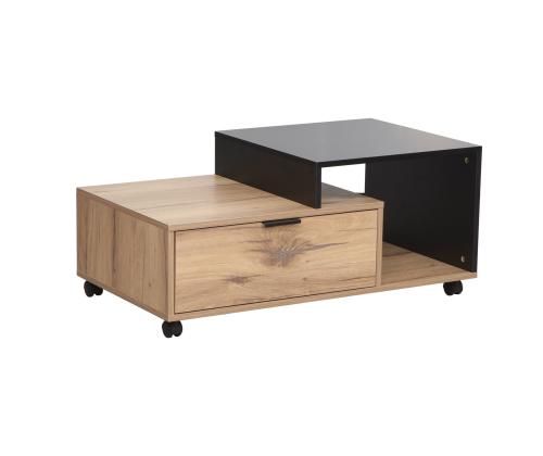 Diivanilaud HANNES 90x50xH40cm, rustik / must melamiin