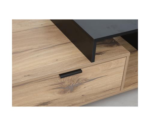 Diivanilaud HANNES 90x50xH40cm, rustik / must melamiin