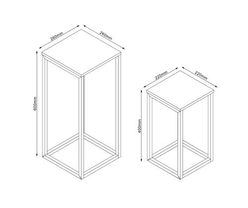 Abilaud HANNES 2tk komplektis 26x26xH60cm, 22x22xH40cm, rustik melamiin