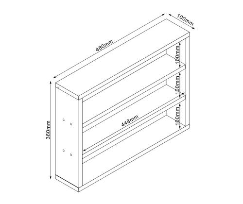 Riiul LESTER 48x10xH36cm, hele melamiin