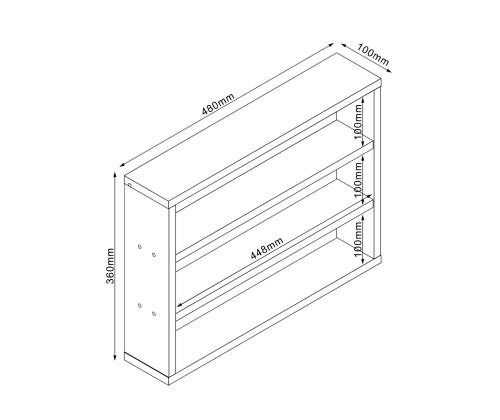 Riiul LESTER 48x10xH36cm, valge melamiin