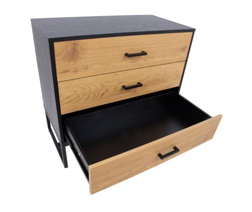 Kummut AMSTERDAM 80x40xH75cm, tamm/must