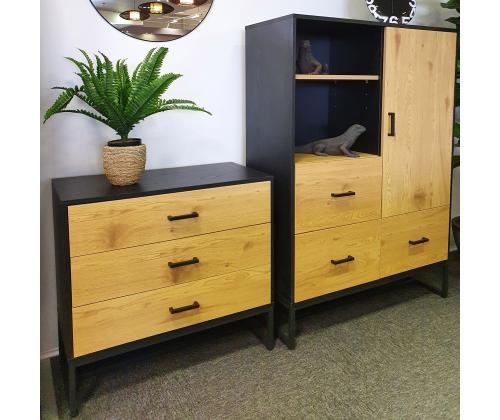 Kummut AMSTERDAM 100x40xH140cm, tamm/must