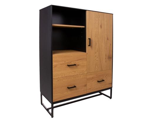 Kummut AMSTERDAM 100x40xH140cm, tamm/must