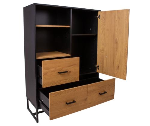 Kummut AMSTERDAM 100x40xH140cm, tamm/must