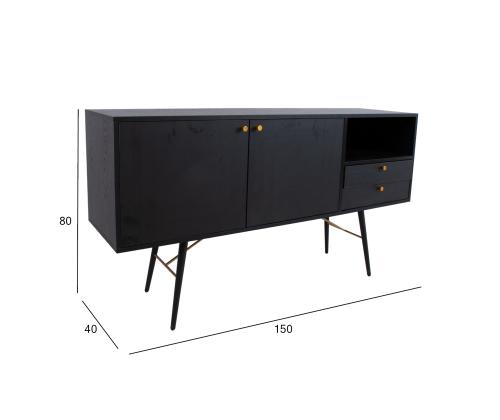 Kummut LUXEMBOURG 150x40xH80cm, must melamiin