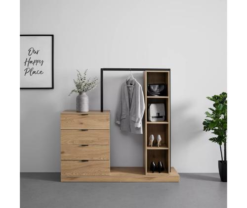 Esikumööbel NOVA 145x40xH137cm, tamm/must