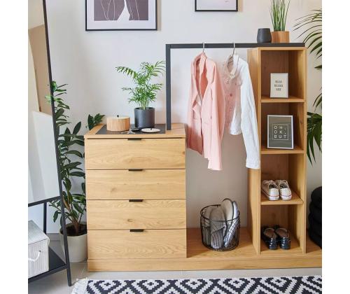 Esikumööbel NOVA 145x40xH137cm, tamm/must