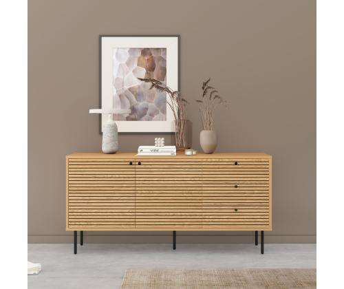 Kummut LINE 150x40xH74cm, tammedekooriga melamiin