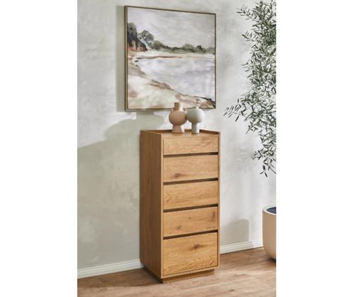 Kummut SACHA 50x40xH109cm, tammedekooriga melamiin