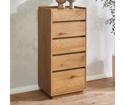 Kummut SACHA 50x40xH109cm, tammedekooriga melamiin