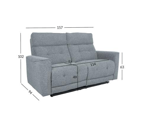 Diivan BOSCO 2-kohaline elektriline recliner 157x94xH102cm, sinakashall