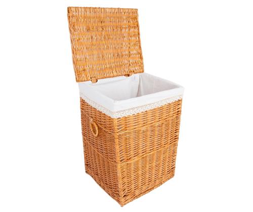 Pesukorv MAX-1, 44x39xH59cm, helepruun punutis, pitsiga kangas