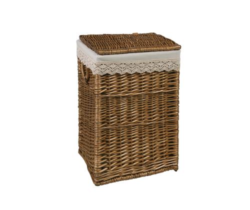 Pesukorv MAX-2, 37x32xH52cm, helepruun punutis, pitsiga kangas