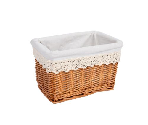 Korv MAX-5, 30x20xH18cm, helepruun punutis, pitsiga kangas