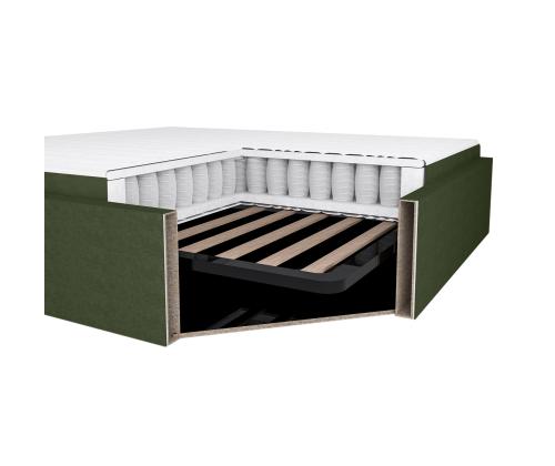 Kontinentaalvoodi LEENA 160x200cm, madratsiga, roheline, 176x221xH110cm