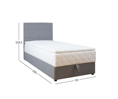 Kontinentaalvoodi LEVI 90x200cm, madratsiga, hall