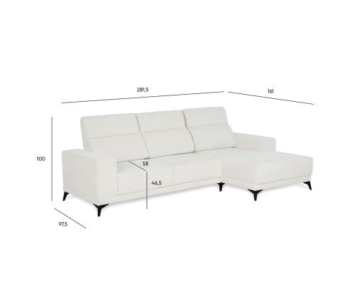 Nurgadiivan DARLA PN 281,5x97,5/161xH104cm, helebeež