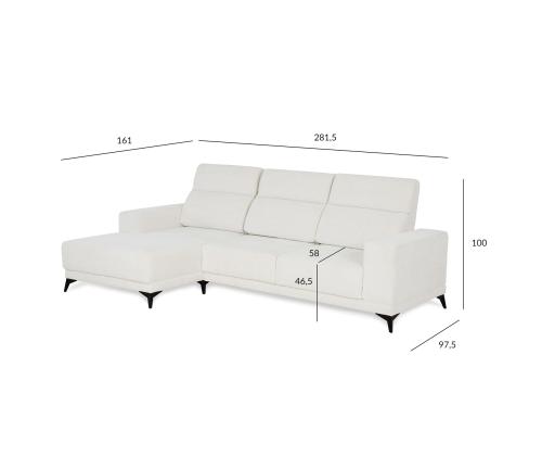 Nurgadiivan DARLA VN 281,5x161/97,5xH104cm, helebeež