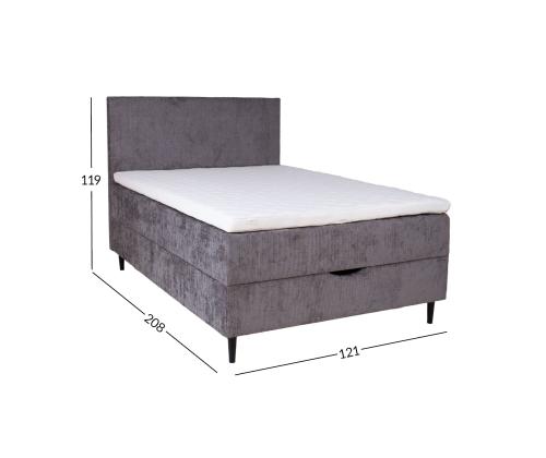 Kontinentaalvoodi LAARA 120x200cm, grafiit, 121x208xH119cm