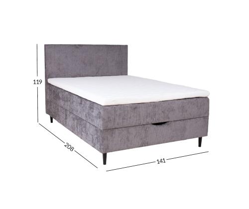 Kontinentaalvoodi LAARA 140x200cm, hall, 141x208xH119cm