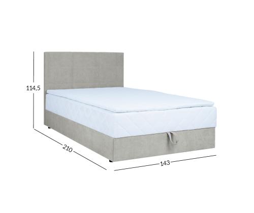 Kontinentaalvoodi LEVI 140x200cm, madratsiga, tumebeež, 143x210xH114,5cm