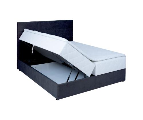 Kontinentaalvoodi LEVI 160x200cm, madratsiga, tumehall, 163x210xH114,5cm