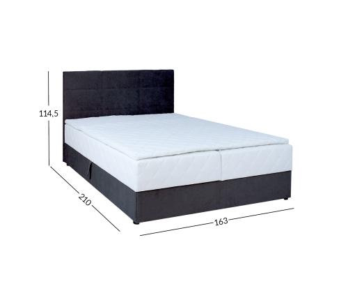 Kontinentaalvoodi LEVI 160x200cm, madratsiga, tumehall, 163x210xH114,5cm
