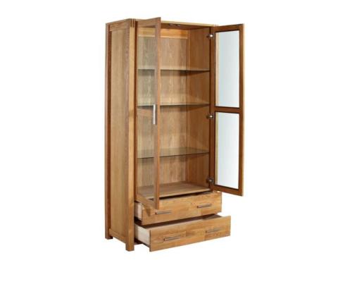 Vitriinkapp CHICAGO NEW 2-klaasuksega ja 2-sahtliga, 91x40xH190cm, puit: tammespoon/MDF, värvus: naturaalne, õlitatud