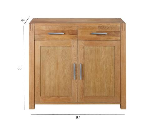 Kummut CHICAGO NEW 2-sahtli ja 2-uksega, 97x44xH86cm, puit: tammespoon/MDF, värvus: naturaalne, viimistlus: õlitatud