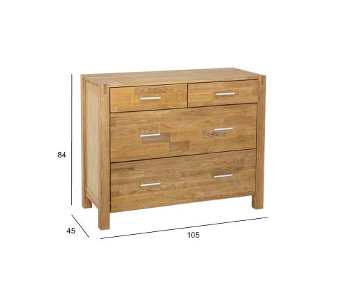 Kummut CHICAGO NEW 4 sahtliga, 105x45xH84cm, puit: tammespoon, värvus: naturaalne