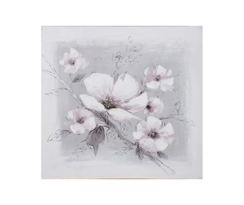 Õlimaal 60x60cm, valged lilled