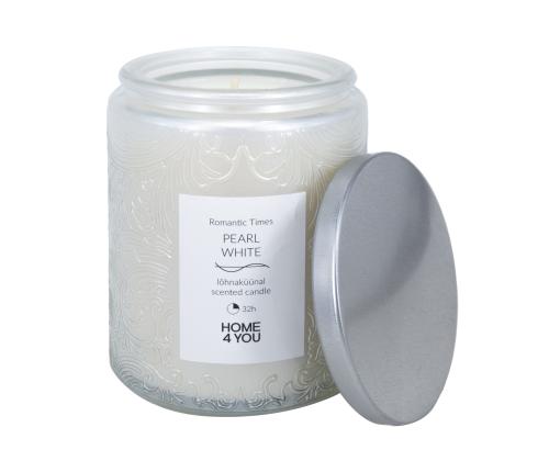 Klaasküünal ROMANTIC TIMES H9cm, pärlvalge, vanilje ja kaneel