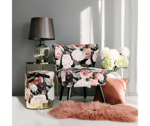 Tumba LA PERLA, D35xH42cm, kattematerjal: samet kangas, värv: lilleline