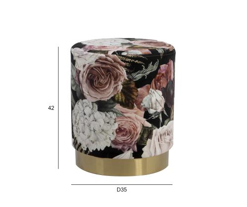 Tumba LA PERLA, D35xH42cm, kattematerjal: samet kangas, värv: lilleline