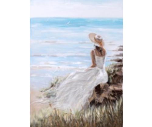 Õlimaal 90x120cm, naine rannas