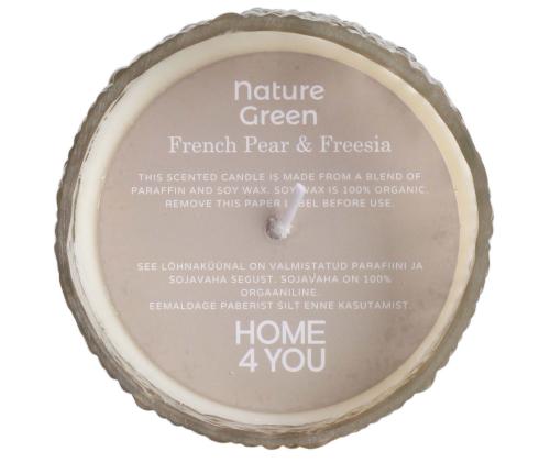 Lõhnaküünal klaasis NATURE GREEN H7,5cm, French Pear & Freesia