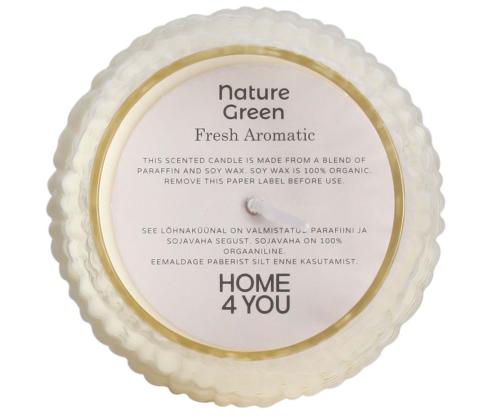 Lõhnaküünal klaasis NATURE GREEN H13,5cm, Fresh Aromatic