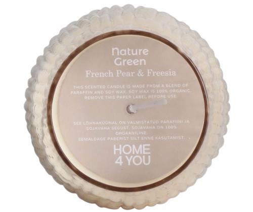 Lõhnaküünal klaasis NATURE GREEN H13,5cm, French Pear & Freesia