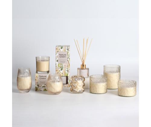 Lõhnaküünal klaasis NATURE GREEN H13,5cm, French Pear & Freesia