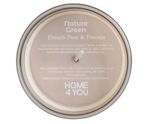 Lõhnaküünal klaasis NATURE GREEN H9,5cm, French Pear & Freesia