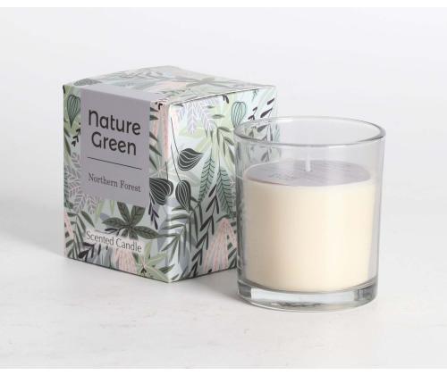 Lõhnaküünal klaasis NATURE GREEN H9,5cm, Northern Forest