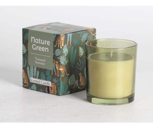 Lõhnaküünal klaasis NATURE GREEN H9,5cm, Tranquil Summer