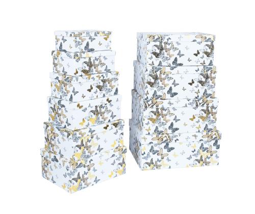 Pappkarp DIANA-3 kaanega 33x25,5xH14,5cm, valgel põhjal liblikad