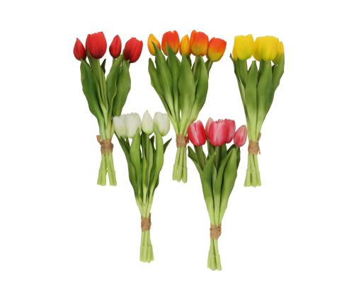 Kunstlill FLOWERLY H30cm 5-ne tulp, mix